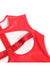 Red Sexy PU Leather Sleeveless Open Bust bodysuit