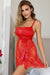 Red Eyelash Lace Sexy Push Up Suspenders Nightdress
