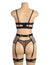 Black Sexy Mesh Embroidery Lace Garter Bra Set