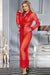 Red Sexy Mesh Eyelash Lace Long Nightgown with Belt