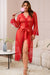 Red Sexy Mesh Eyelash Lace Long Nightgown with Belt