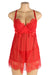 Red Sexy Eyelash Lace Mesh Cross Straps Push Up Nightdress