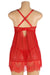 Red Sexy Eyelash Lace Mesh Cross Straps Push Up Nightdress