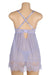 Purple Sexy Eyelash Lace Mesh Cross Straps Push Up Nightdress