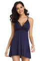 Sexy Modal Lace Deep V Neck Suspender Nightdress