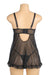 Black Sexy Mesh Embroidery Lace Lift Bra Suspender Nightdress
