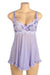 Purple Sexy Mesh Embroidery Lace Lift Bra Suspender Nightdress