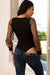 Black Sexy Deep V Neck Polka Dot Mesh Long Sleeves Open Crotch Bodysuit