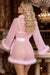 Robe courte rose sexy en maille de fourrure de vison avec ceinture
