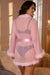 Robe courte rose sexy en maille de fourrure de vison avec ceinture