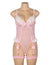 Pink Sexy Lace Bow Crotchless Garter Bodysuit