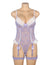 Purple Sexy Lace Bow Crotchless Garter Bodysuit