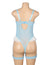 Cyan Sexy Lace Bow Crotchless Garter Bodysuit