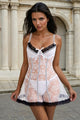 White Sexy Lace Ruffled Suspender Nightdress