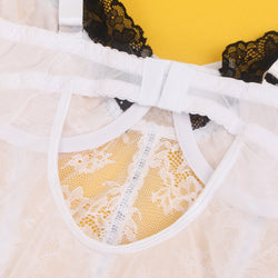 White Sexy Lace Ruffled Suspender Nightdress