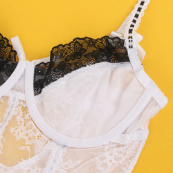 White Sexy Lace Ruffled Suspender Nightdress