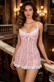 Pink Sexy encaje con volantes Nightdress