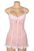 Pink Sexy Lace Ruffled Suspender Nightdress