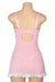 Pink Sexy Lace Ruffled Suspender Nightdress