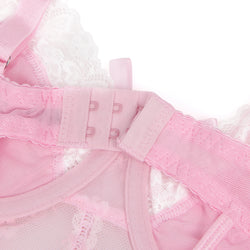 Pink Sexy Lace Ruffled Suspender Nightdress