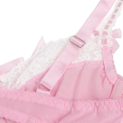 Pink Sexy Lace Ruffled Suspender Nightdress