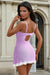 Purple Sexy Lace Ruffled Suspender Nightdress
