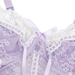Purple Sexy Lace Ruffled Suspender Nightdress