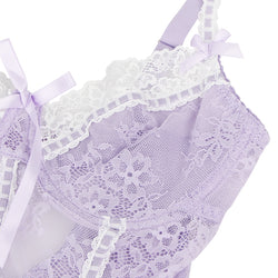 Purple Sexy Lace Ruffled Suspender Nightdress