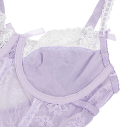 Purple Sexy Lace Ruffled Suspender Nightdress