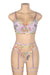 Purple Sexy Mesh Embroidery Floral Lace Bra Set with Garter Leg Rings