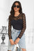 Black Sexy Swim Cloth Lace Long Sleeves Open Crotch Bodysuit