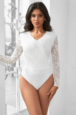 Black or White Sexy Lace Swim Cloth Open Crotch Bodysuit