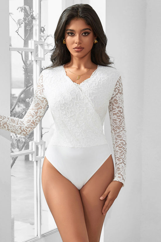 Black or White Sexy Lace Swim Cloth Open Crotch Bodysuit