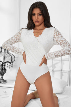 Black or White Sexy Lace Swim Cloth Open Crotch Bodysuit
