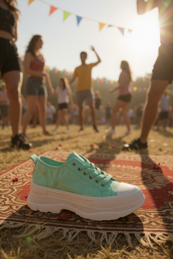Tênis unissex baixo-Celeste Green