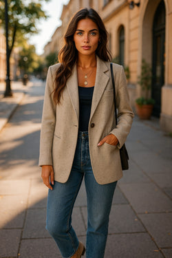 Avena chaqueta de traje elegante de pecho individual