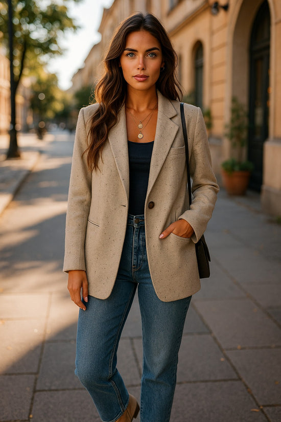 Avena chaqueta de traje elegante de pecho individual