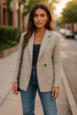 Avena chaqueta de traje elegante de pecho individual