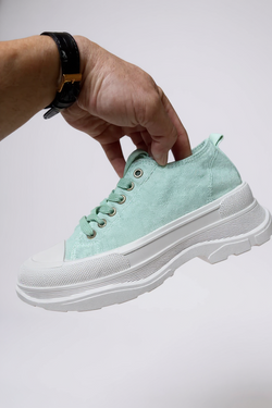 Tênis unissex baixo-Celeste Green