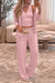 Ensemble de salon en tricot confortable en rose clair 3 pièces en rose clair