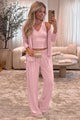Ensemble de salon en tricot confortable en rose clair 3 pièces en rose clair