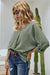 Green V Neck 3/4 Sleeve High Low Hem Shirt