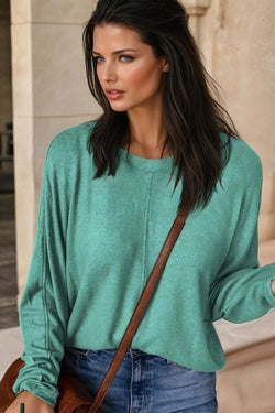 Solid Color Patchwork Long Sleeve Top