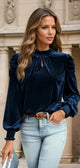 Camicetta di velluto blu blu navy