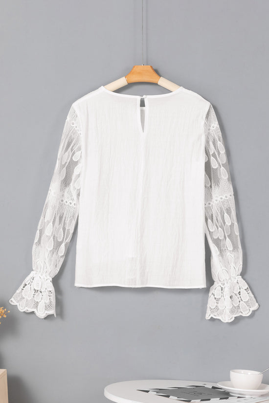 Camicetta per manica a mesh ricamato beige