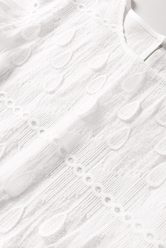 Camicetta per manica a mesh ricamato beige