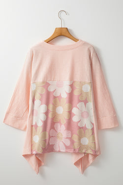 Costura de retalhos de flores rosa exposto de grande tamanho alto topo baixo