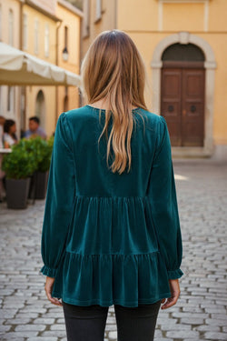 Velvet verde Verve Vallo a Vieplo PEPLUM BUSHEVE