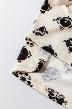Manga de burbujas de cuello dividido estampado estampado Blusa suelta