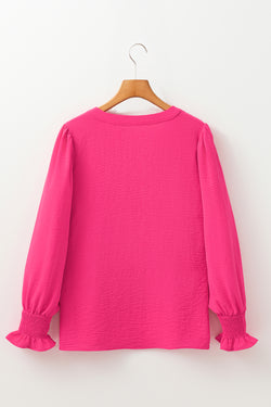 Paja amarilla color sólido sólido muescas muesca v cuello blusa